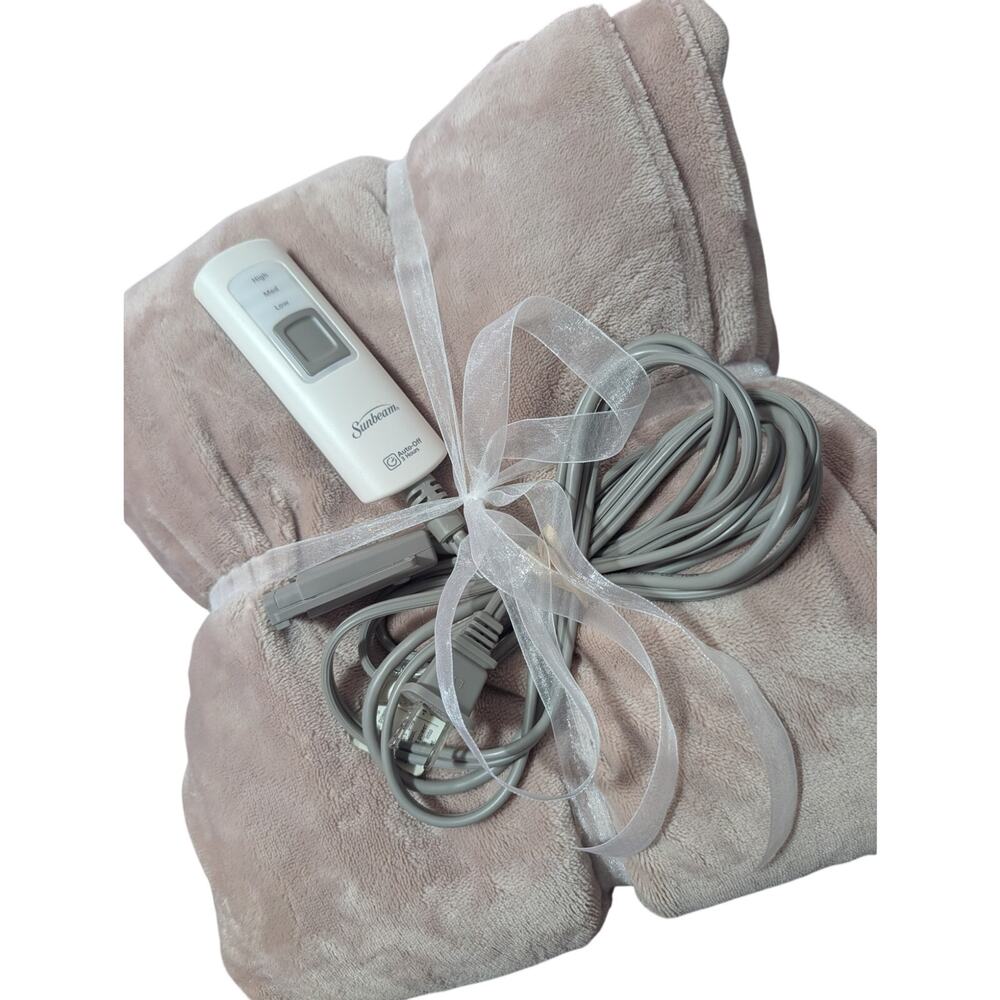 SUNBEAM! SNUGGLY DUSTY PINK PLUSH ELECTRIC WARMER BLANKET W/REMOTE! 52" x 56"